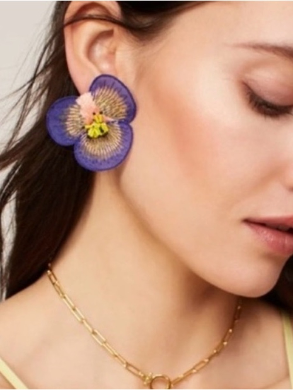 Mignonne Gavigan Purple Floral Statement Earrings - Women Jewelry
